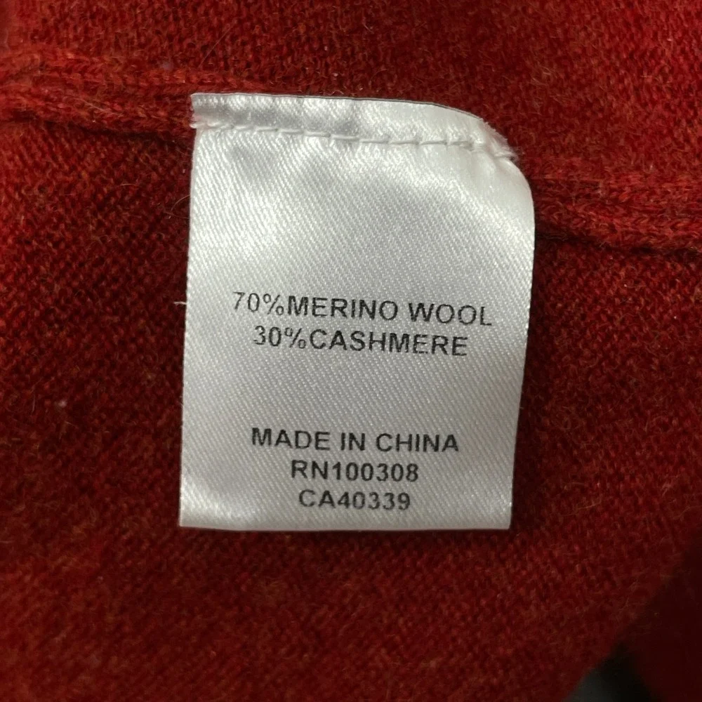 Peter Millar Hoodie Men Large Conway Cashmere Merino Wool Burnt Orange Pullover